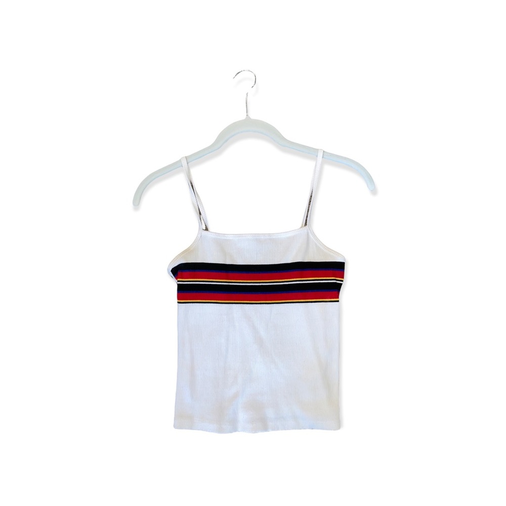 White tank top W/ color stripes